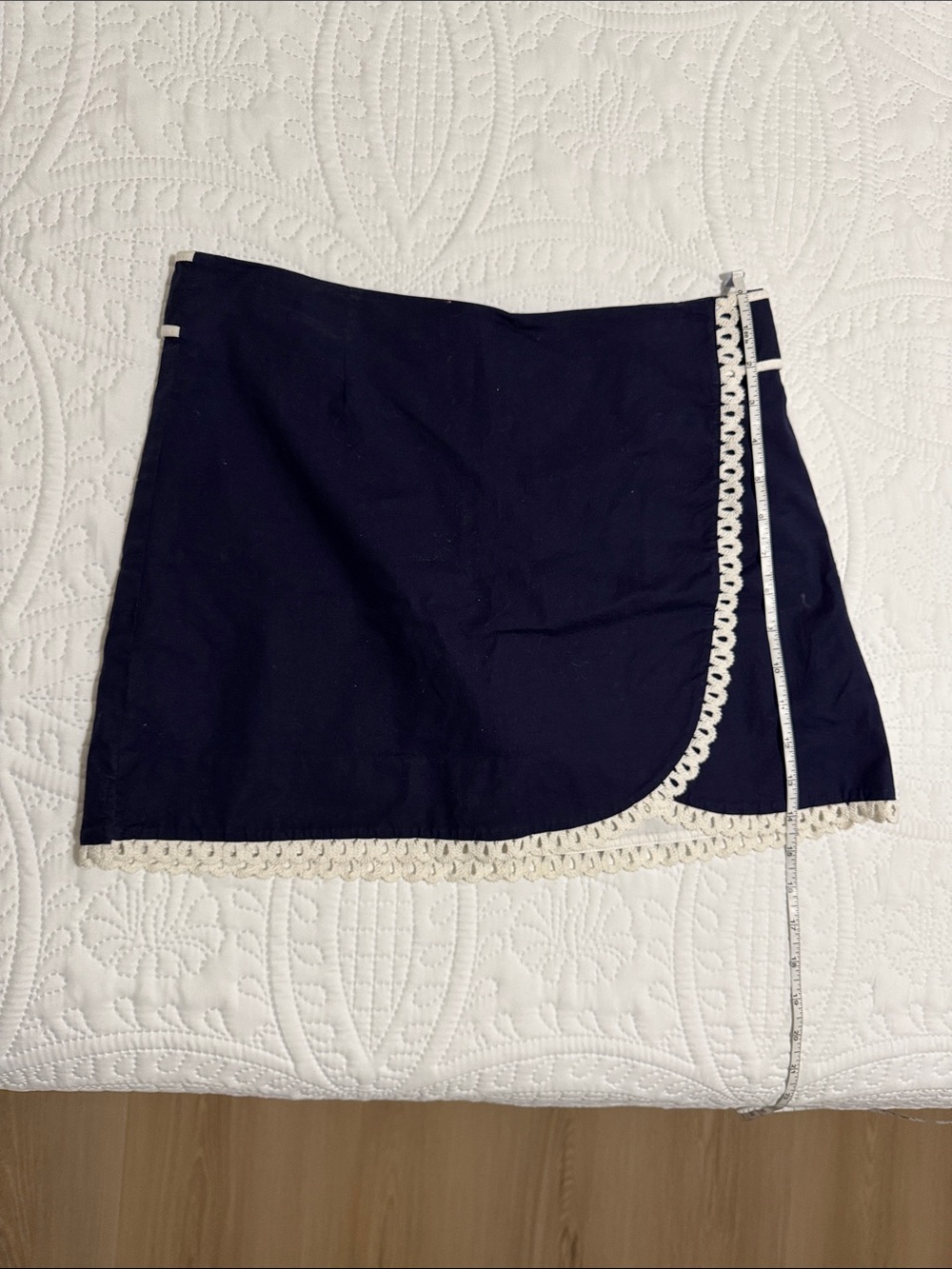 Lilly Pulitzer Navy Mini Skirt with Cream Crochet Trim
